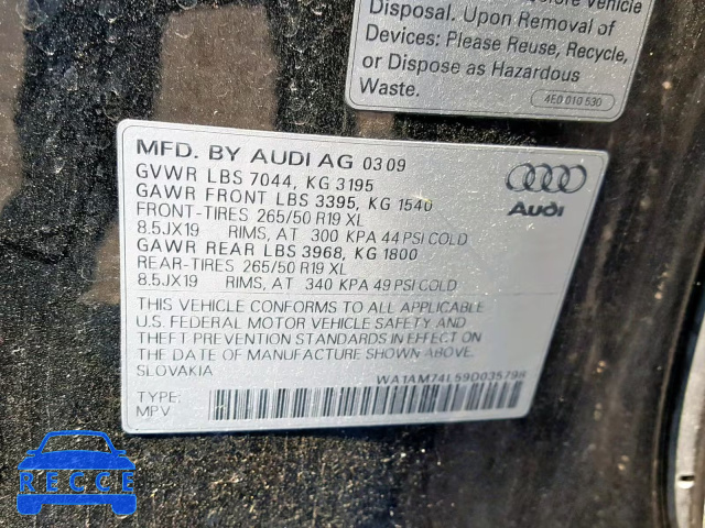 2009 AUDI Q7 TDI WA1AM74L59D035798 image 9