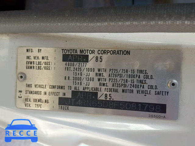 1985 TOYOTA PICKUP RN6 JT4RN65D8F5081798 image 9