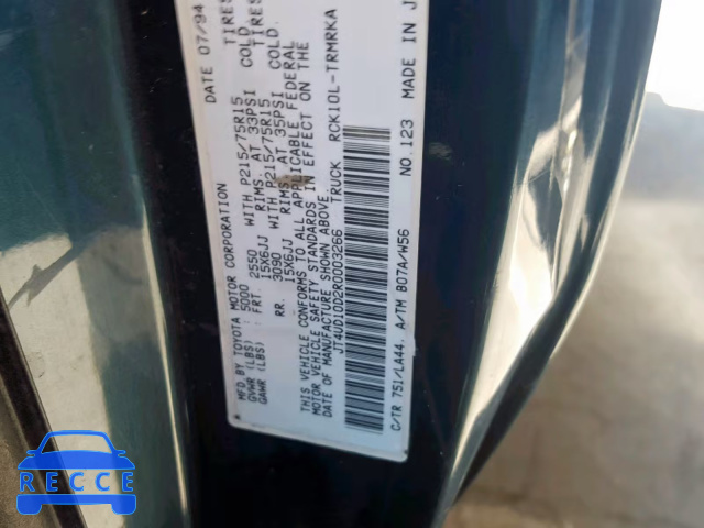 1994 TOYOTA T100 JT4UD10D2R0003266 image 9