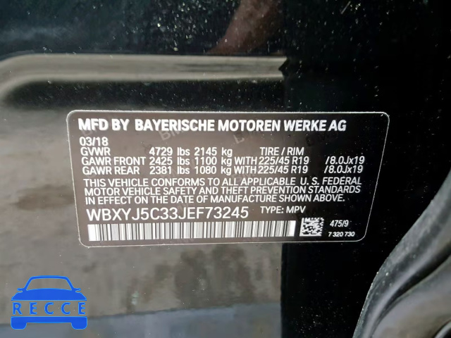 2018 BMW X2 XDRIVE2 WBXYJ5C33JEF73245 зображення 9