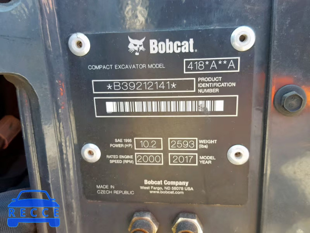 2017 BOBCAT EXCAVATOR B39212141 image 9