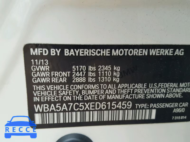 2014 BMW 528 XI WBA5A7C5XED615459 image 9