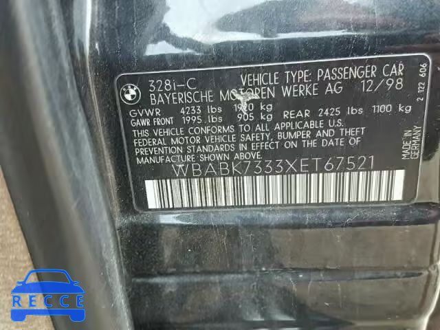 1999 BMW 328 IC WBABK7333XET67521 image 9