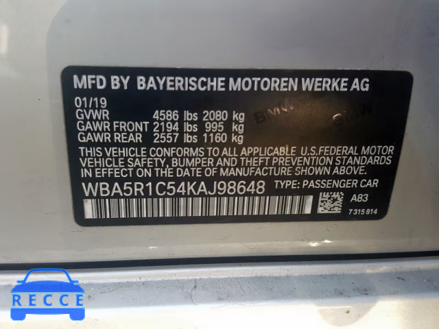 2019 BMW 330I WBA5R1C54KAJ98648 image 9