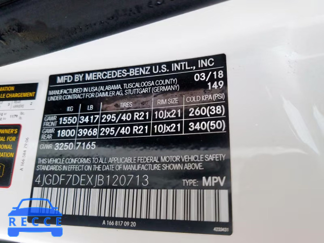 2018 MERCEDES-BENZ GLS 550 4M 4JGDF7DEXJB120713 зображення 9