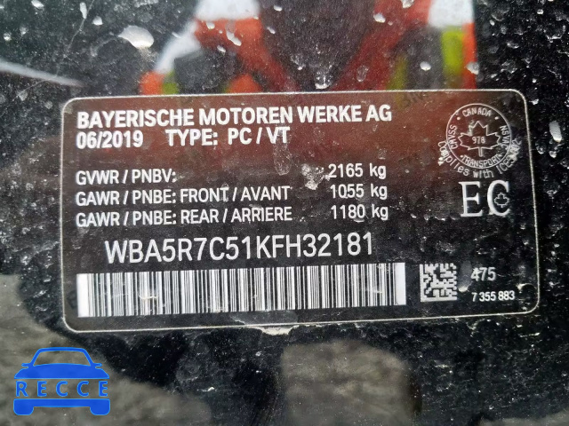 2019 BMW 330XI WBA5R7C51KFH32181 image 9