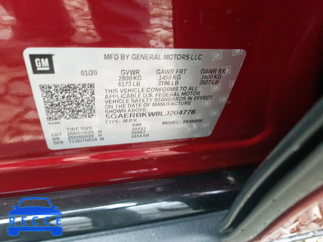 2020 BUICK ENCLAVE ES 5GAERBKW8LJ204778 image 9