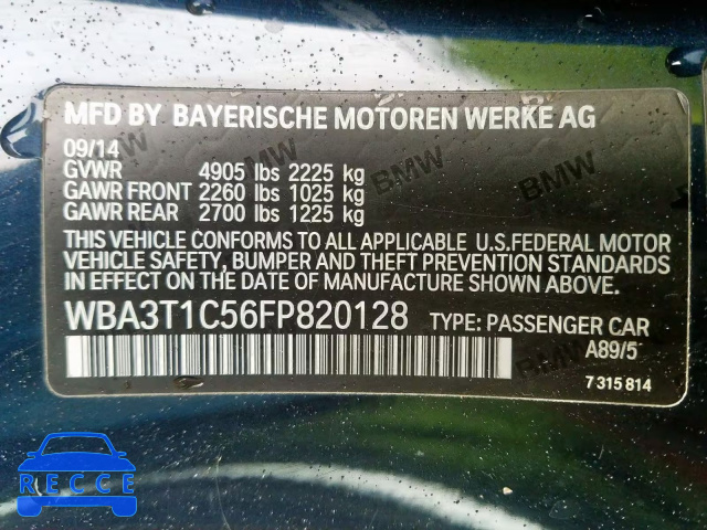 2015 BMW 428 XI SUL WBA3T1C56FP820128 зображення 9