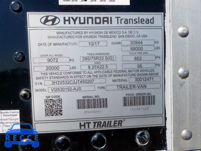 2018 HYUNDAI HYCUBE 3H3V532C2JT450207 image 9