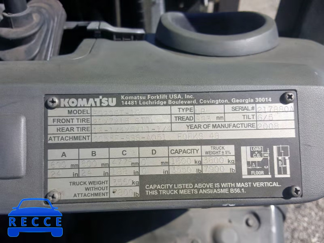 2008 KOMATSU FORKLIFT 217880A image 9