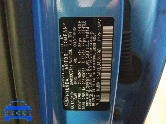 2020 HYUNDAI KONA SE KM8K12AAXLU478198 Bild 9