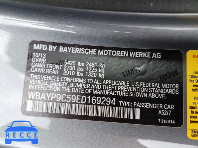 2014 BMW 650 I WBAYP9C59ED169294 image 9