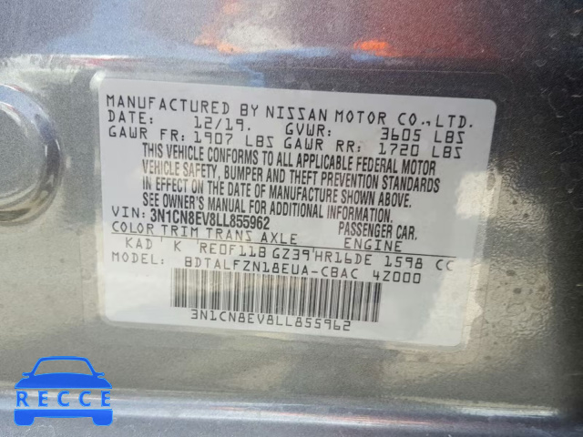 2020 NISSAN VERSA SV 3N1CN8EV8LL855962 image 9