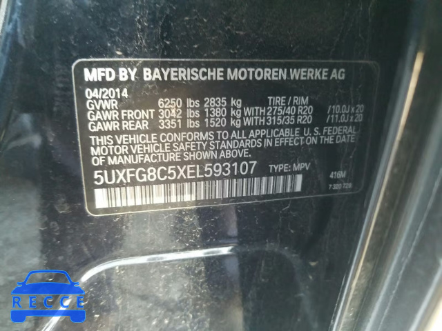 2014 BMW X6 XDRIVE5 5UXFG8C5XEL593107 image 9