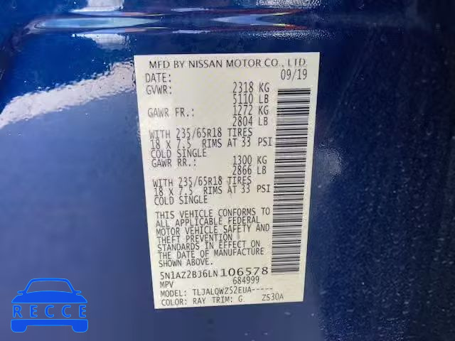 2020 NISSAN MURANO SV 5N1AZ2BJ6LN106578 image 9