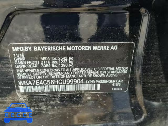 2017 BMW 740 XI WBA7E4C56HGU99904 зображення 9
