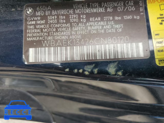 2006 BMW 650 I WBAEK13426CN80120 image 11