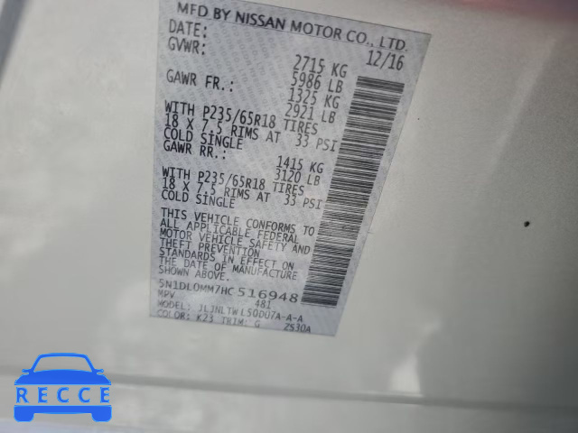 2017 INFINITI QX60 5N1DL0MM7HC516948 image 12