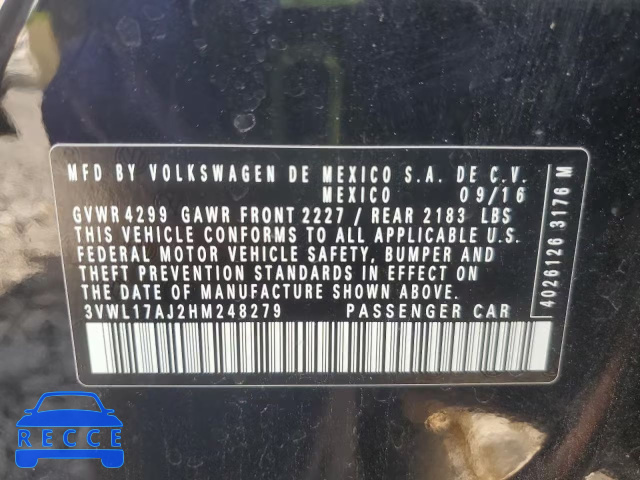 2017 VOLKSWAGEN JETTA SEL 3VWL17AJ2HM248279 image 11