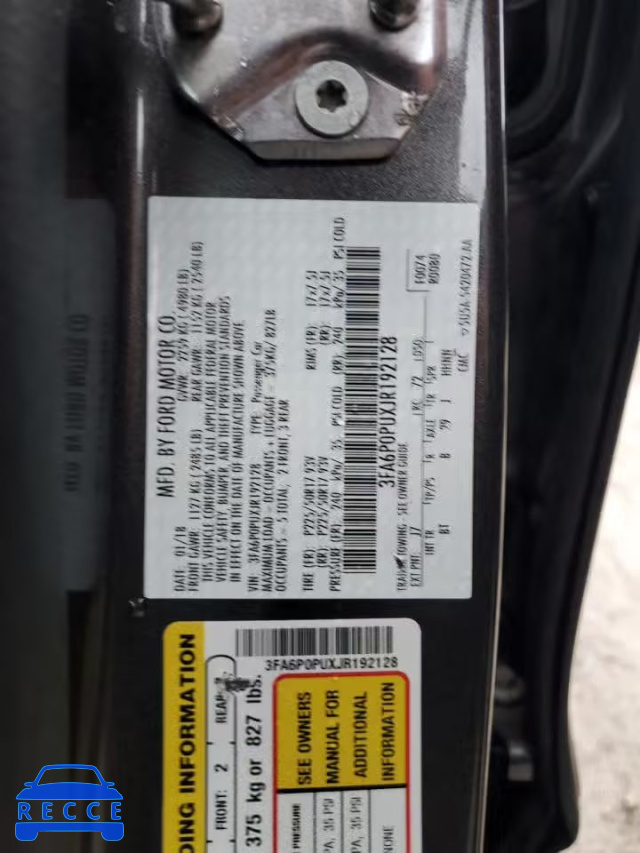 2018 FORD FUSION SE 3FA6P0PUXJR192128 image 11