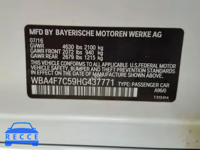 2017 BMW 430I GRAN WBA4F7C59HG437771 image 9