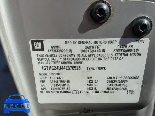 2004 GMC SIERRA C25 1GTHC24U44E370525 image 9