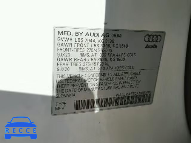 2010 AUDI Q7 PREMIUM WA1LMAFE0AD001485 image 9