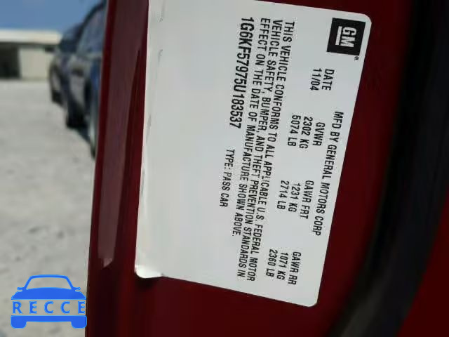 2005 CADILLAC DEVILLE DT 1G6KF57975U183537 зображення 9