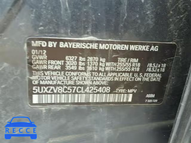 2012 BMW X5 XDRIVE5 5UXZV8C57CL425408 image 9