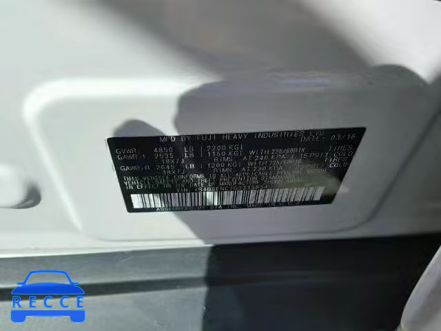 2016 SUBARU OUTBACK 3. 4S4BSENC7G3315854 зображення 9