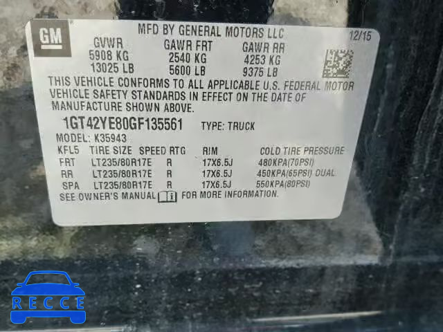 2016 GMC SIERRA K35 1GT42YE80GF135561 image 9