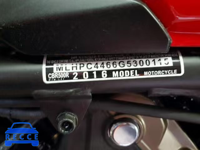 2016 HONDA CBR500R MLHPC4466G5300115 зображення 9