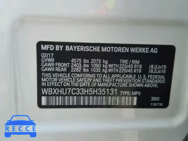 2017 BMW X1 SDRIVE2 WBXHU7C33H5H35131 image 9