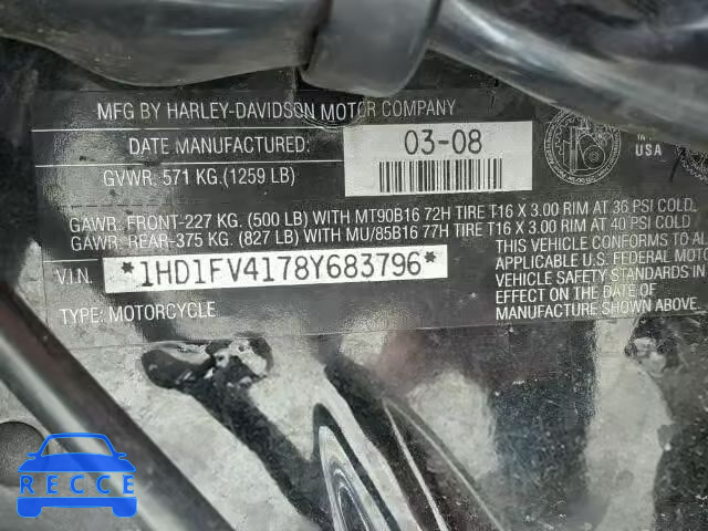 2008 HARLEY-DAVIDSON FLHT 1HD1FV4178Y683796 Bild 9