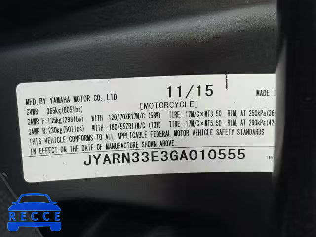 2016 YAMAHA FZ09 JYARN33E3GA010555 image 9