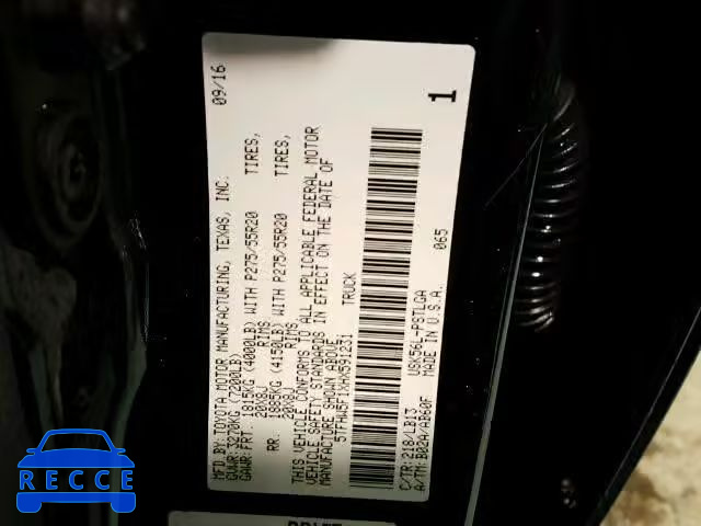 2017 TOYOTA TUNDRA CREWMAX 5TFHW5F1XHX591231 image 9