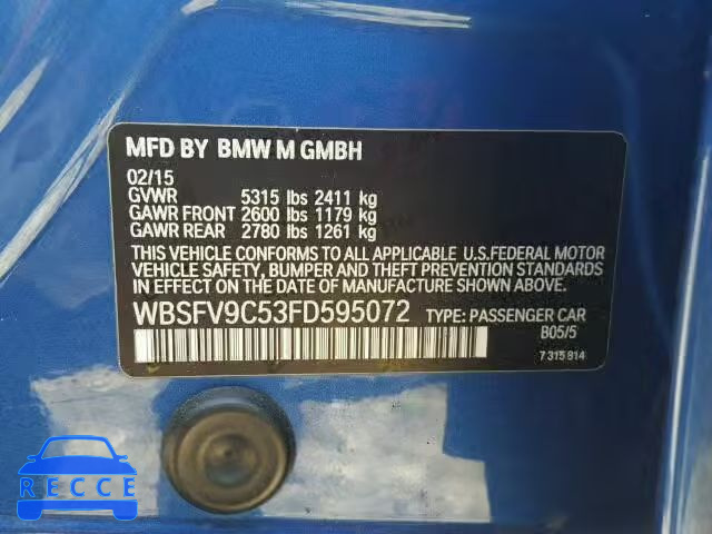 2015 BMW M5 WBSFV9C53FD595072 image 9