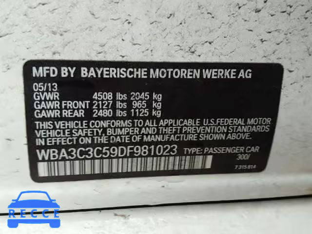 2013 BMW 320I XDRIV WBA3C3C59DF981023 image 9