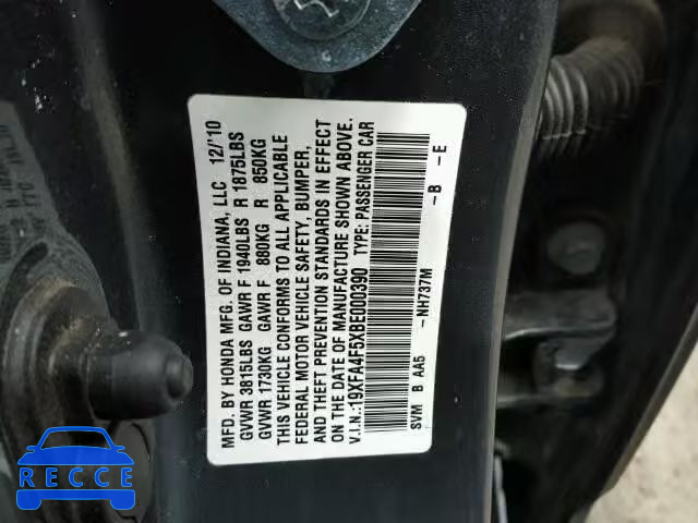 2011 HONDA CIVIC GX 19XFA4F5XBE000390 Bild 9