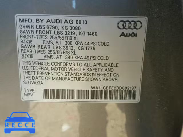 2011 AUDI Q7 PREMIUM WA1LGBFE2BD002197 image 9