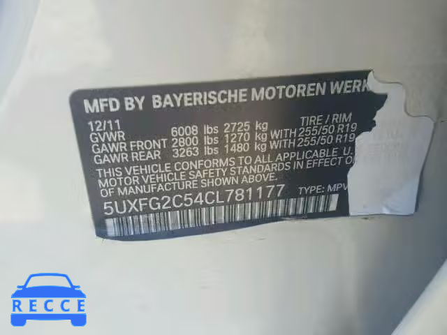 2012 BMW X6 XDRIVE3 5UXFG2C54CL781177 зображення 9