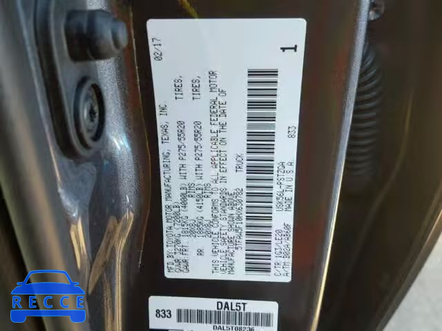 2017 TOYOTA TUNDRA CREWMAX 5TFAW5F10HX630782 зображення 9