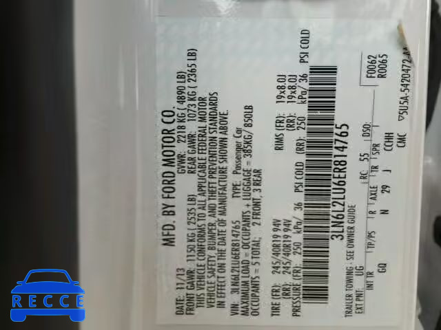 2014 LINCOLN MKZ HYBRID 3LN6L2LU6ER814765 image 9