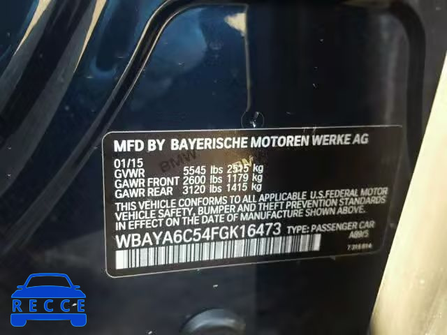 2015 BMW 740I WBAYA6C54FGK16473 зображення 9