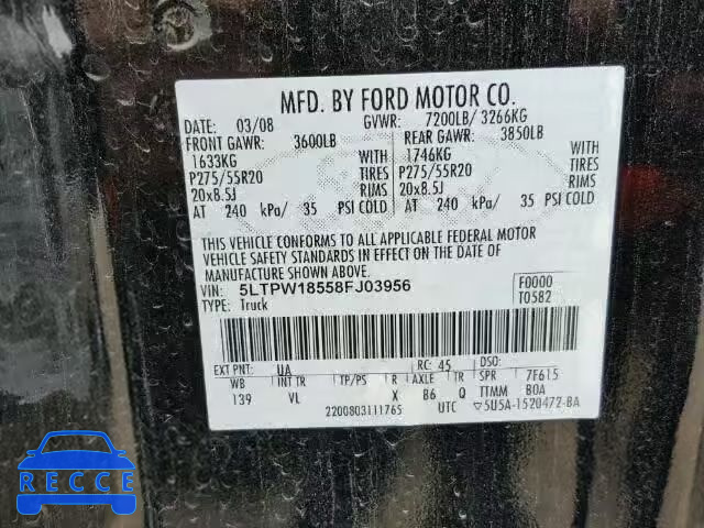 2008 LINCOLN MARK LT 5LTPW18558FJ03956 зображення 9