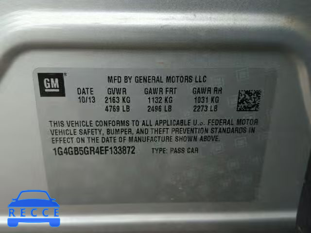 2014 BUICK LACROSSE W 1G4GB5GR4EF133872 image 9