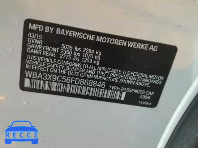 2015 BMW 335XI GT WBA3X9C56FD868846 зображення 9