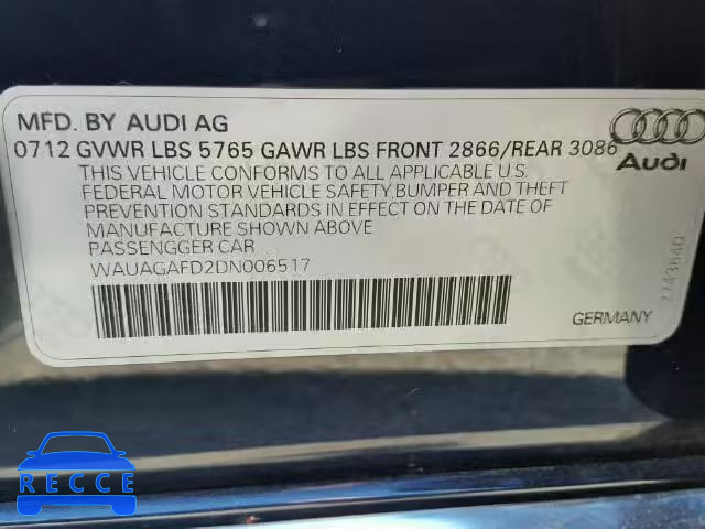 2013 AUDI A8 QUATTRO WAUAGAFD2DN006517 image 9