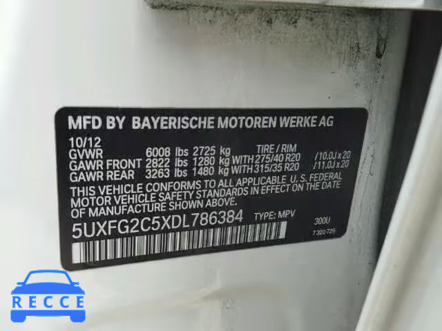 2013 BMW X6 XDRIVE3 5UXFG2C5XDL786384 image 9