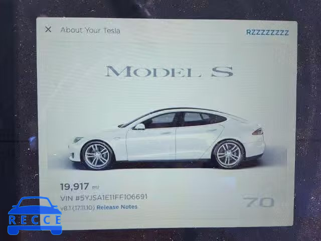 2015 TESLA MODEL S 5YJSA1E11FF106691 зображення 7